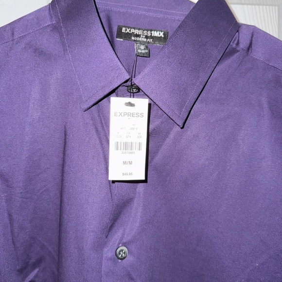 MENS EXPRESS 1MX FITTED DRESS SHIRT PURPLE - Picture 1 of 4